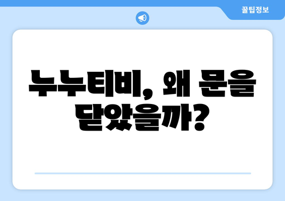 누누티비 서비스 종료: 자진 폐쇄, 대체 사이트는?