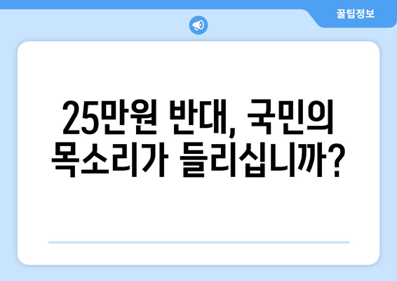 25만원 반대 1인 시위, 국민의 목소리가 커진다