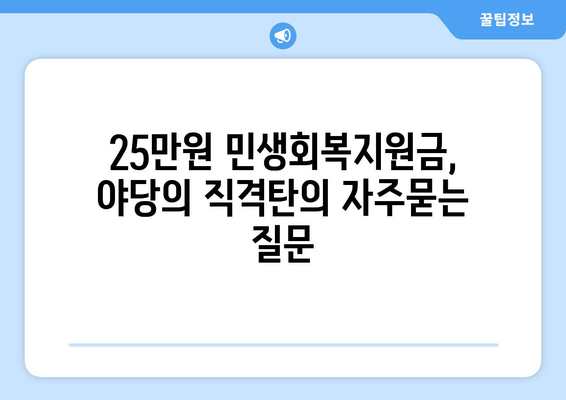 25만원 민생회복지원금, 야당의 직격탄