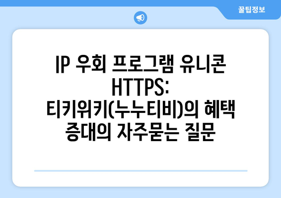 IP 우회 프로그램 유니콘 HTTPS: 티키위키(누누티비)의 혜택 증대