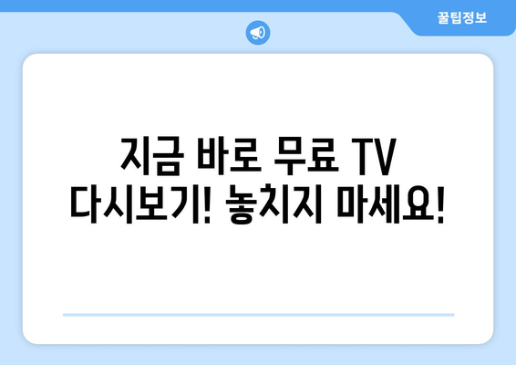 누누티비 대체 무료 TV 다시보기 사이트 모음