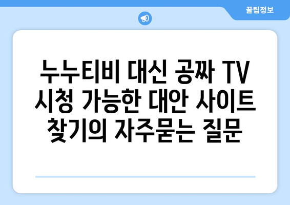 누누티비 대신 공짜 TV 시청 가능한 대안 사이트 찾기