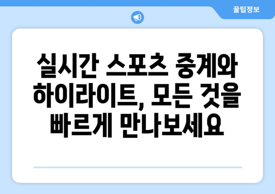 빠른티비 스포츠: 모든 스포츠를 한곳에 모은 엔터테인먼트 허브