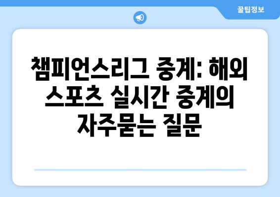 챔피언스리그 중계: 해외 스포츠 실시간 중계