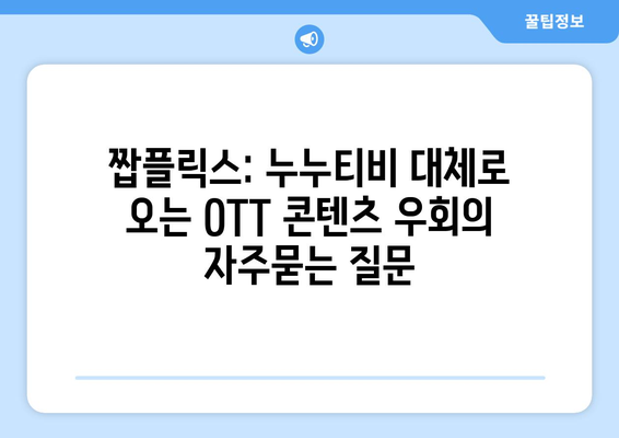 짭플릭스: 누누티비 대체로 오는 OTT 콘텐츠 우회