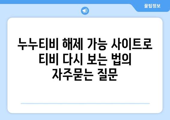 누누티비 해제 가능 사이트로 티비 다시 보는 법