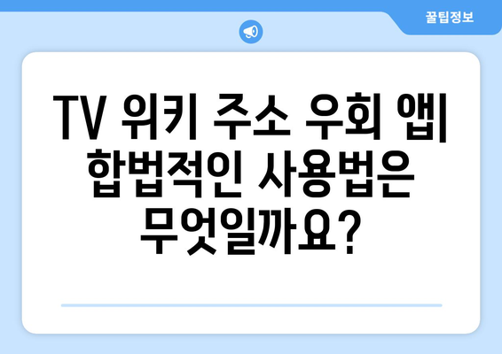 TV 위키의 주소 우회 앱: 합법성과 효율성