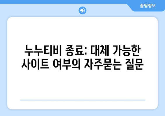 누누티비 종료: 대체 가능한 사이트 여부