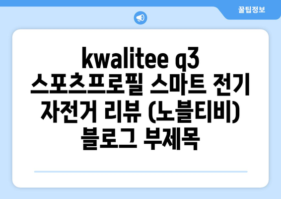 kwalitee q3 스포츠프로필 스마트 전기 자전거 리뷰 (노블티비)