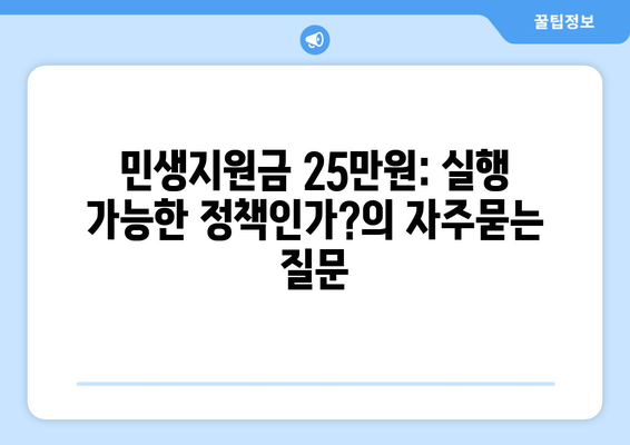 민생지원금 25만원: 실행 가능한 정책인가?