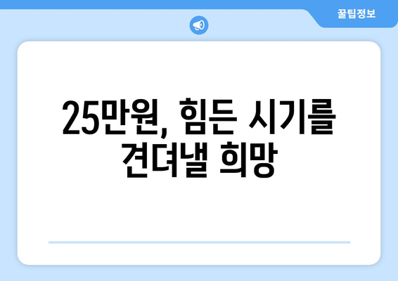 25만원 생계 지원금: 어려운 시기에 안정과 안심을 선사