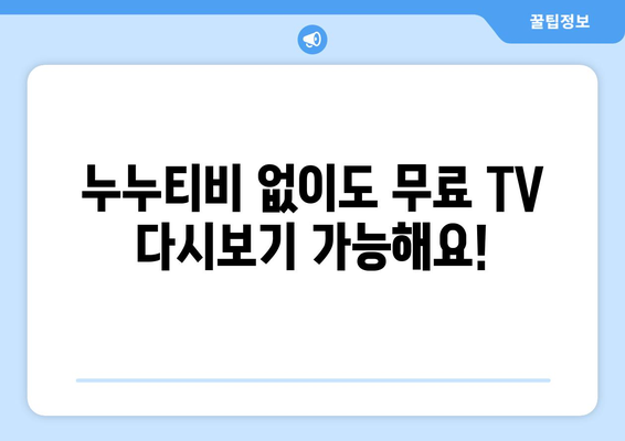 누누티비 대체 무료 TV 다시보기 사이트 모음