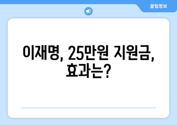 이재명의 25만원 지원금: 차기 대권후보 지지율에 미치는 영향