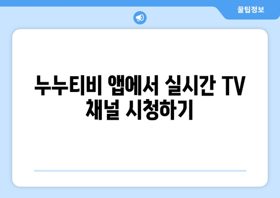 누누티비 관련 앱에서 유튜브와 실시간 TV 시청 방법