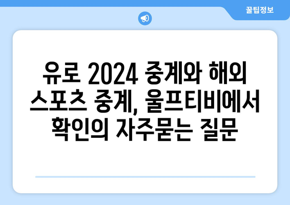 유로 2024 중계와 해외 스포츠 중계, 울프티비에서 확인