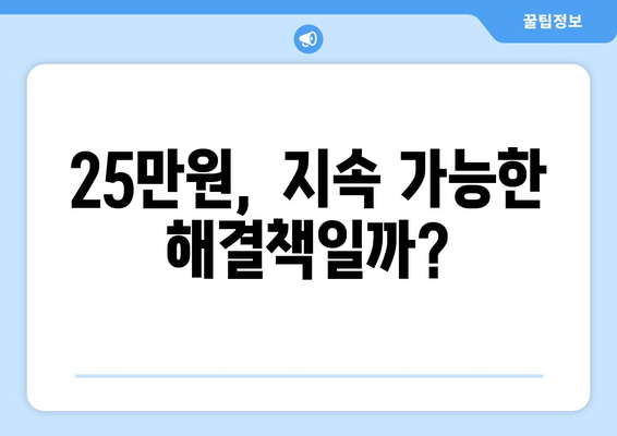 25만원 지급, 민생 고통 해결책인가?