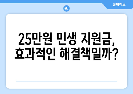 25만원 민생 지원금, 현실적인 대책인가?