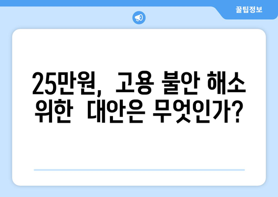 고용 불안 개선을 위한 25만원: 실업률 감소의 처방전인가 속수무책의 변명인가?