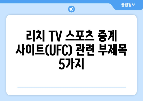 리치 TV 스포츠 중계 사이트(UFC)