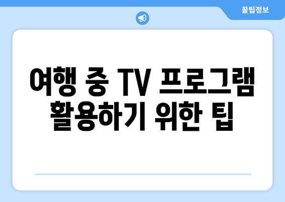 여행 중에 보는 TV 프로그램