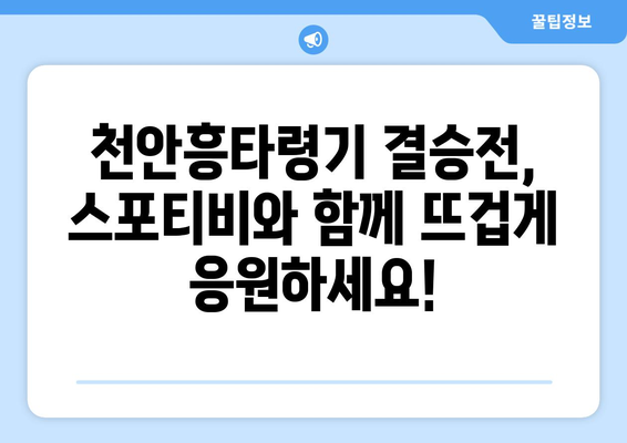 천안흥타령기 결승전 스포티비 중계 안내