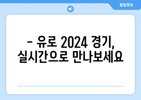 유로 2024 중계 및 해외 스포츠 중계 안내