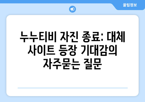 누누티비 자진 종료: 대체 사이트 등장 기대감