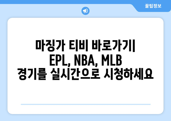 마징가 티비 스포츠 무료 중계 바로 가기 (EPL, NBA, MLB)