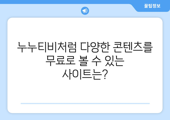 누누티비 대체 방법 궁금하다면?