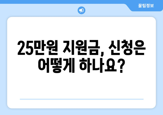 25만원 지원금: 정부의 신청 조건과 방법