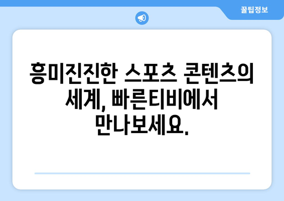 빠른티비: 모든 스포츠 콘텐츠를 한곳에서 모아보기