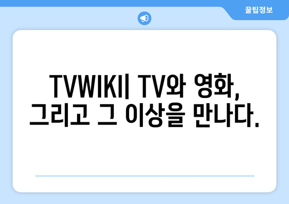 TVWIKI와 다른 TV 및 영화 스트리밍 서비스 대비