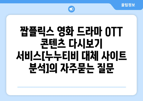 짭플릭스 영화 드라마 OTT 콘텐츠 다시보기 서비스[누누티비 대체 사이트 분석]