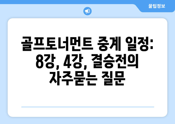 골프토너먼트 중계 일정: 8강, 4강, 결승전