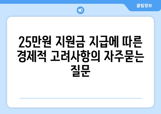 25만원 지원금 지급에 따른 경제적 고려사항