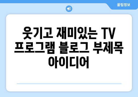 웃기고 재미있는 TV 프로그램