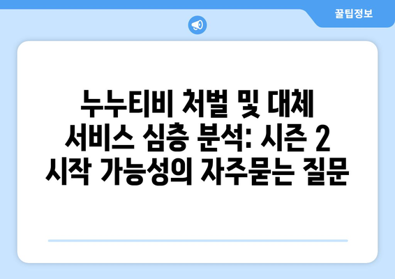 누누티비 처벌 및 대체 서비스 심층 분석: 시즌 2 시작 가능성