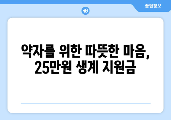 25만원 생계 지원금: 약자를 돕고 희망을 되찾기