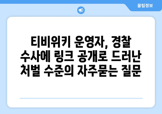 티비위키 운영자, 경찰 수사에 링크 공개로 드러난 처벌 수준