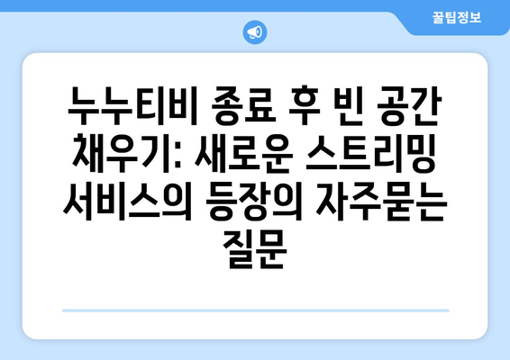 누누티비 종료 후 빈 공간 채우기: 새로운 스트리밍 서비스의 등장