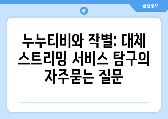 누누티비와 작별: 대체 스트리밍 서비스 탐구