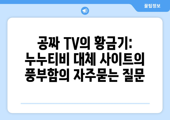 공짜 TV의 황금기: 누누티비 대체 사이트의 풍부함