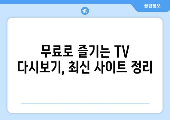 무료로 TV 다시보기 가능한 누누티비 대체 사이트 찾기