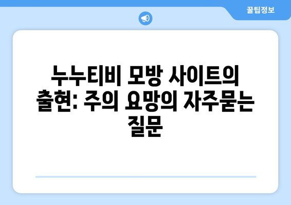 누누티비 모방 사이트의 출현: 주의 요망