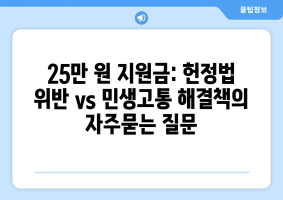 25만 원 지원금: 헌정법 위반 vs 민생고통 해결책