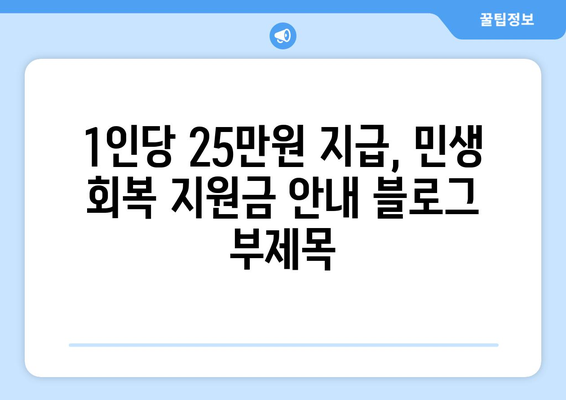 1인당 25만원 지급, 민생 회복 지원금 안내