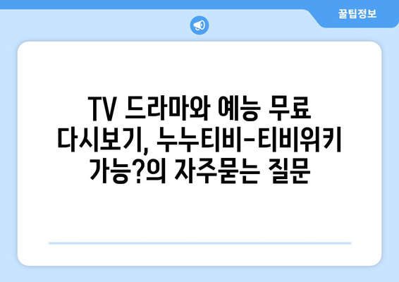 TV 드라마와 예능 무료 다시보기, 누누티비-티비위키 가능?