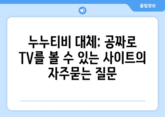 누누티비 대체: 공짜로 TV를 볼 수 있는 사이트