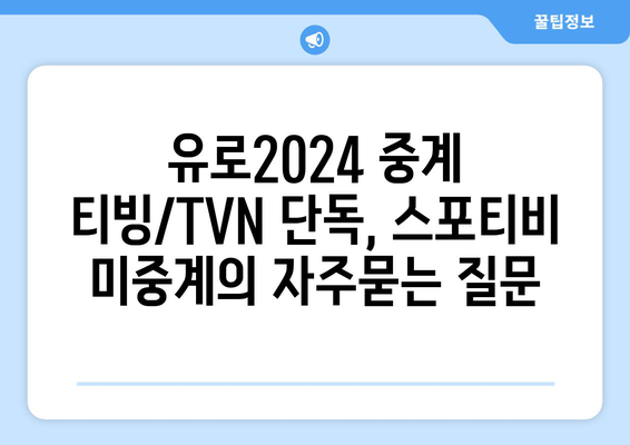 유로2024 중계 티빙/TVN 단독, 스포티비 미중계