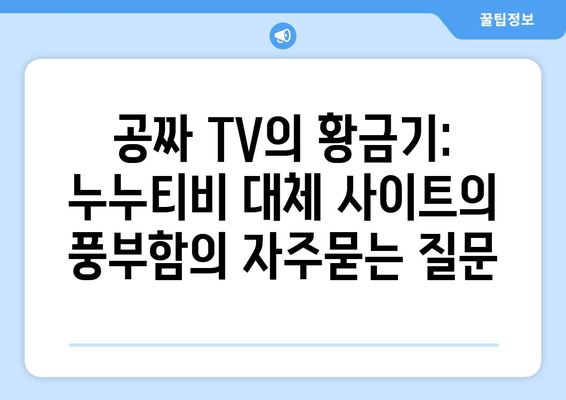 공짜 TV의 황금기: 누누티비 대체 사이트의 풍부함